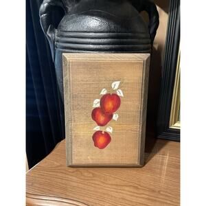 Vintage Apple Wood Sign Decorative Plaque Folk Art Cottage Core Farmhouse